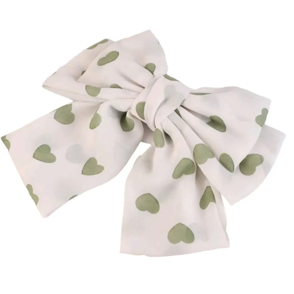 Heart Print Bow Barrette